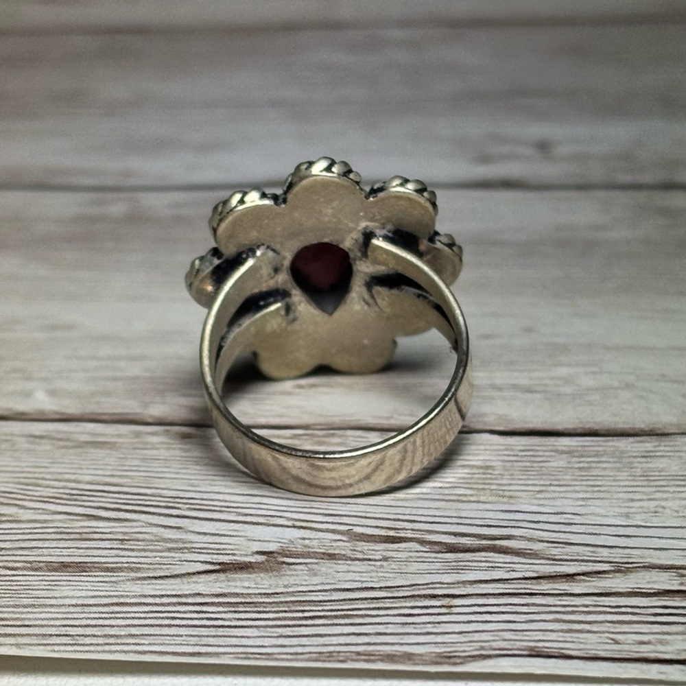 Silver Teardrop Ring Ruby Color Stone 7 - image 2